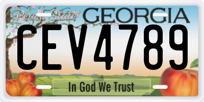 GA license plate CEV4789