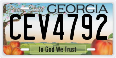 GA license plate CEV4792
