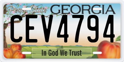 GA license plate CEV4794