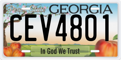 GA license plate CEV4801