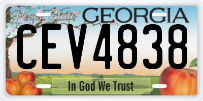 GA license plate CEV4838