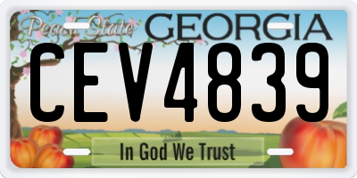GA license plate CEV4839