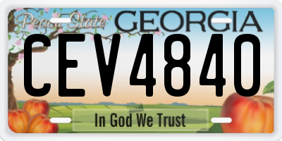 GA license plate CEV4840