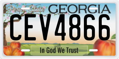 GA license plate CEV4866