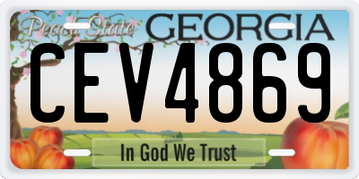GA license plate CEV4869