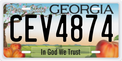 GA license plate CEV4874