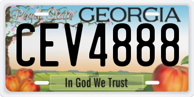 GA license plate CEV4888