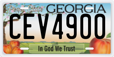 GA license plate CEV4900