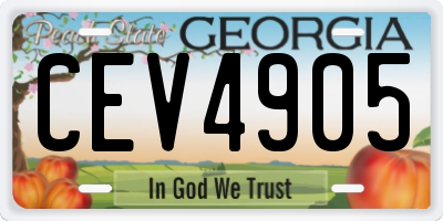 GA license plate CEV4905