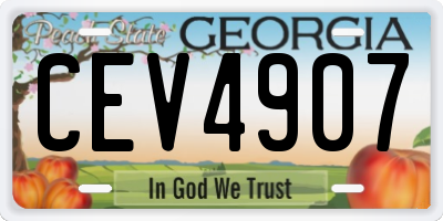GA license plate CEV4907