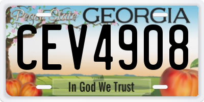 GA license plate CEV4908