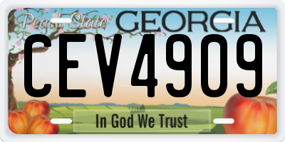 GA license plate CEV4909