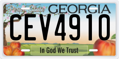 GA license plate CEV4910