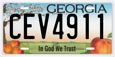 GA license plate CEV4911