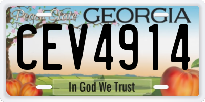 GA license plate CEV4914