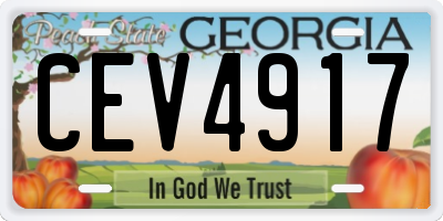 GA license plate CEV4917