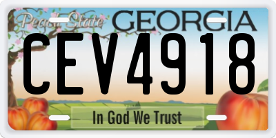 GA license plate CEV4918
