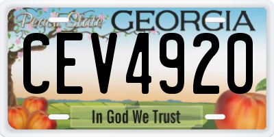 GA license plate CEV4920