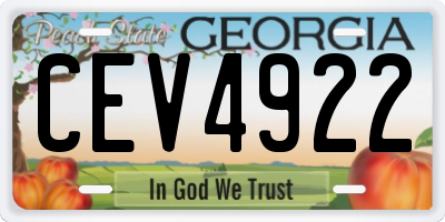 GA license plate CEV4922