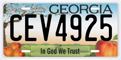 GA license plate CEV4925