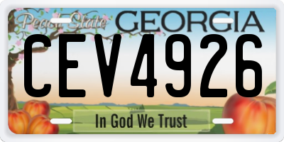 GA license plate CEV4926
