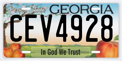 GA license plate CEV4928