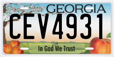 GA license plate CEV4931
