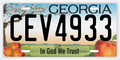 GA license plate CEV4933
