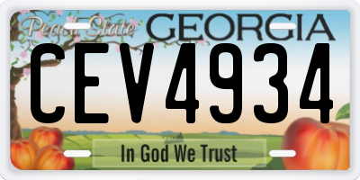 GA license plate CEV4934