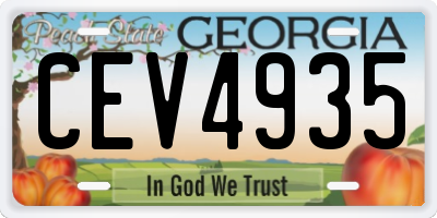 GA license plate CEV4935