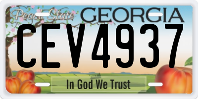 GA license plate CEV4937