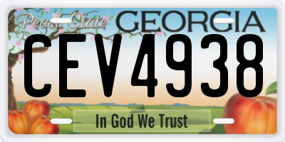 GA license plate CEV4938