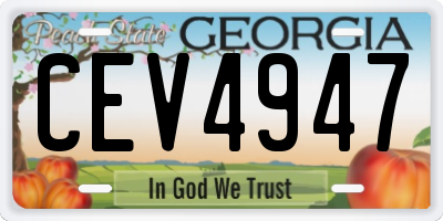 GA license plate CEV4947