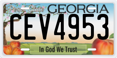 GA license plate CEV4953