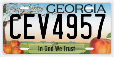 GA license plate CEV4957
