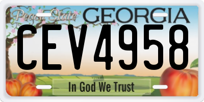 GA license plate CEV4958