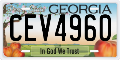 GA license plate CEV4960
