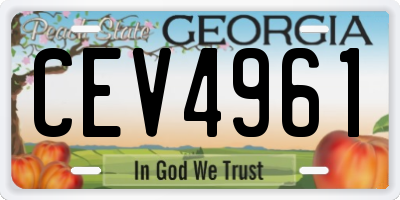 GA license plate CEV4961