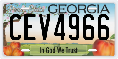 GA license plate CEV4966