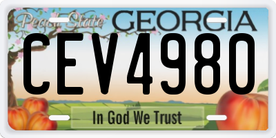 GA license plate CEV4980