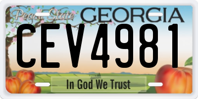 GA license plate CEV4981