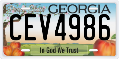 GA license plate CEV4986