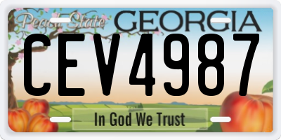 GA license plate CEV4987