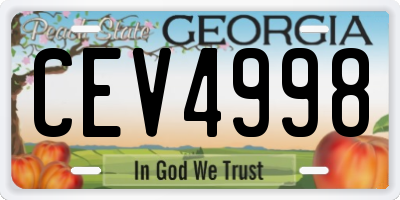 GA license plate CEV4998