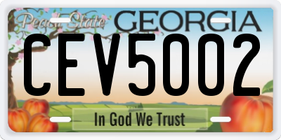 GA license plate CEV5002