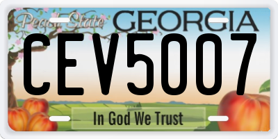 GA license plate CEV5007