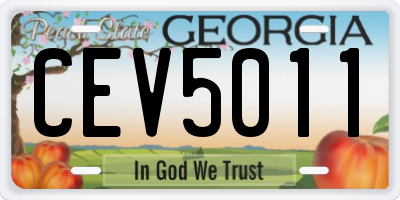 GA license plate CEV5011