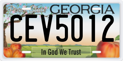 GA license plate CEV5012