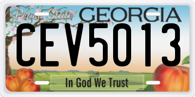 GA license plate CEV5013