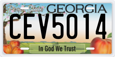 GA license plate CEV5014